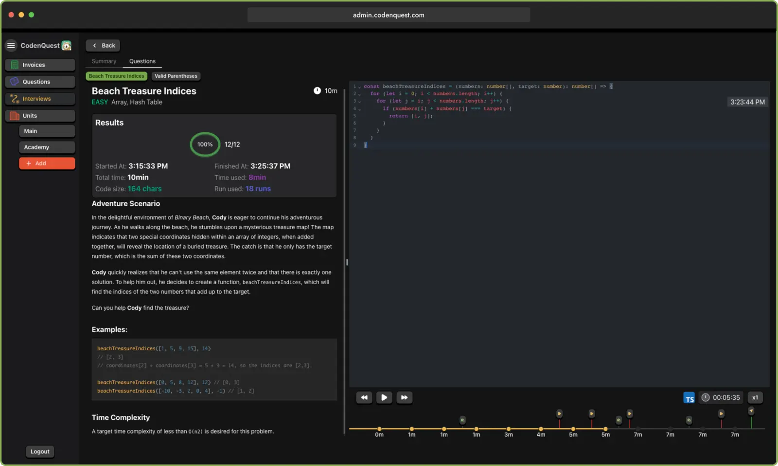 Évaluations de code