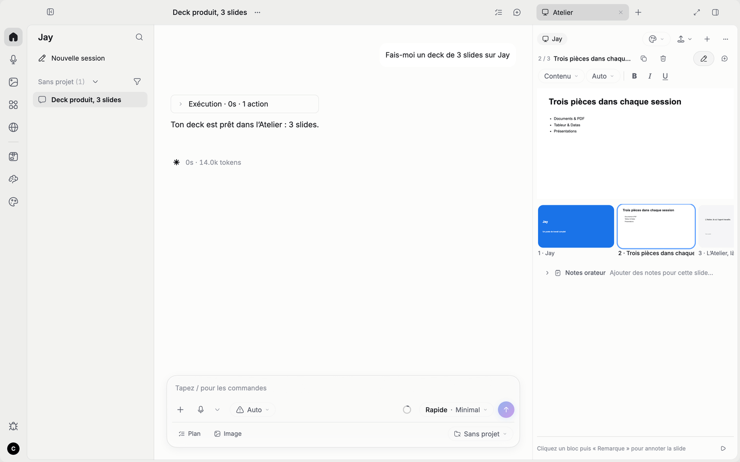 L'Atelier : les documents, tableurs et présentations que l'agent écrit pour vous